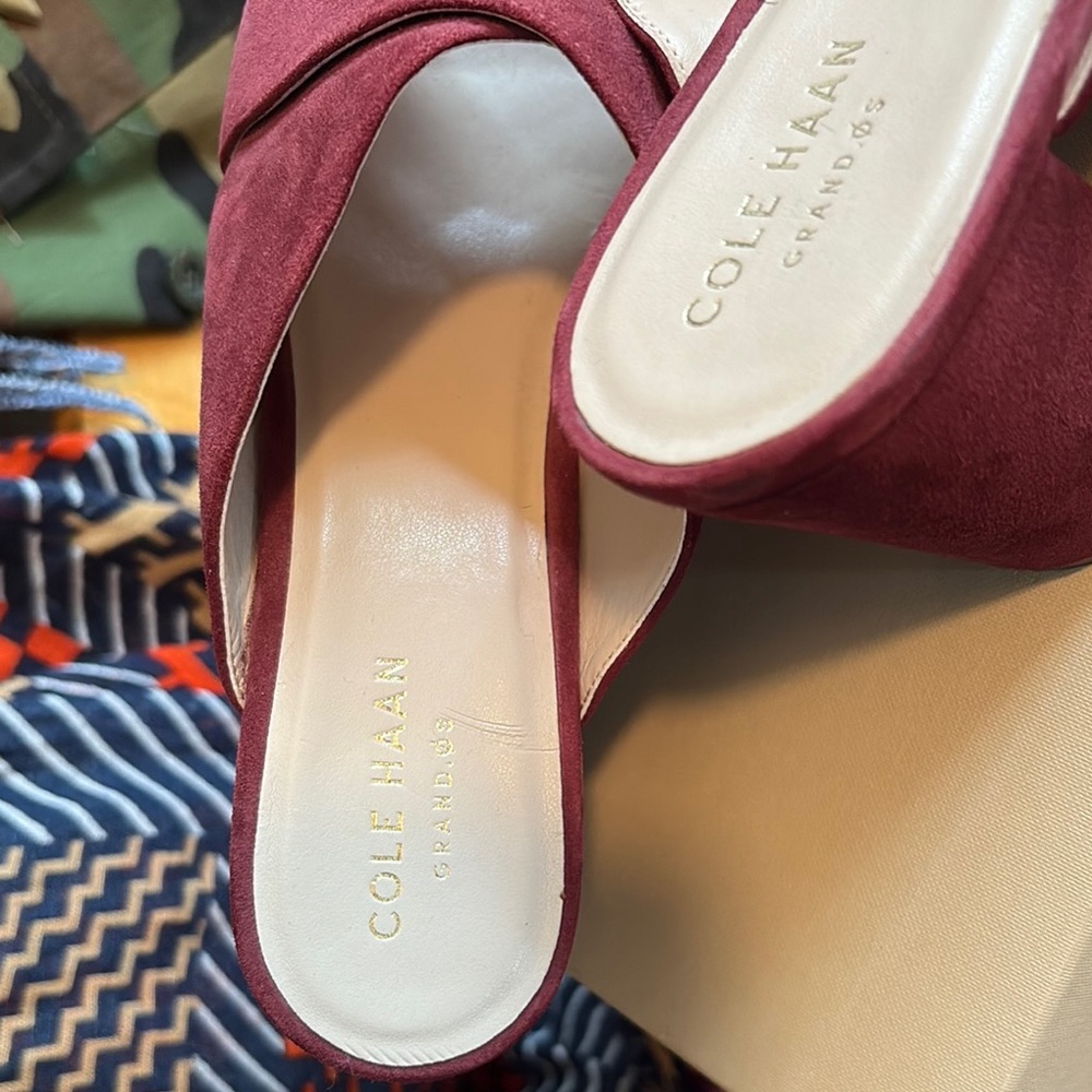 Cole Haan Red Mules Elegant Slip-On Design